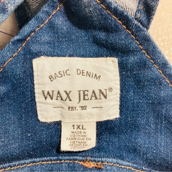 WAX Jean Sz 1XL Distressed Mid Wash Denim Overalls  New with Tag - Picture 11 of 12